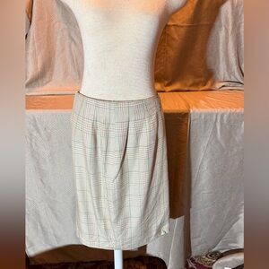 Chic Beige Green Plaid Mini Skirt